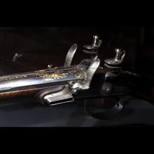 Double-barrelled flint-lock shotgun - detail